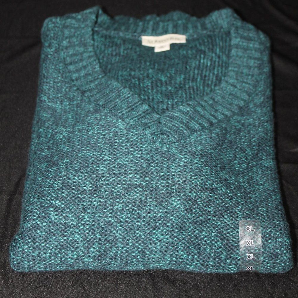 NWT St. John's Bay Knit Blue/Green V-Neck Sweater - Picture 1 of 9